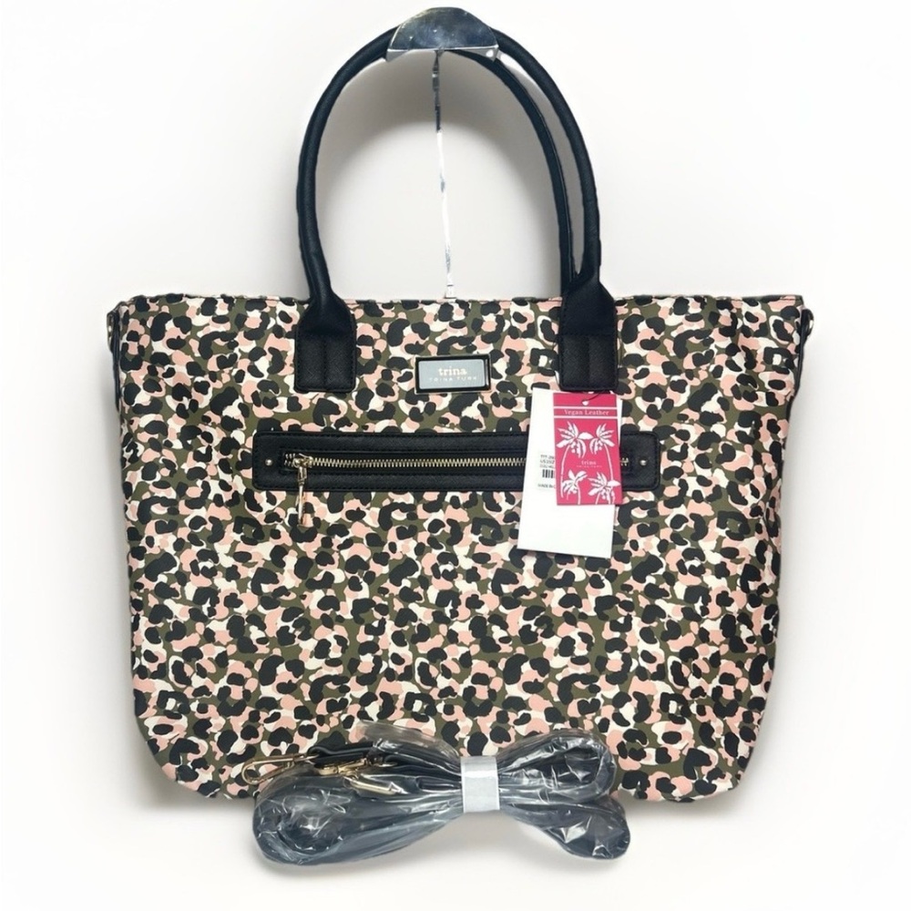 Trina Turk Pink and Black Animal Print Tote
